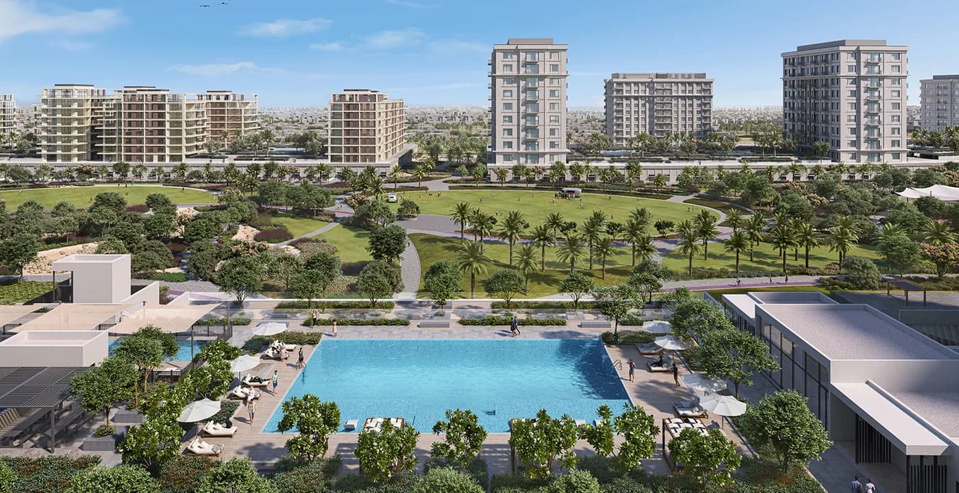Vida Residences overlooking the Dubai Hills Estate boulevard